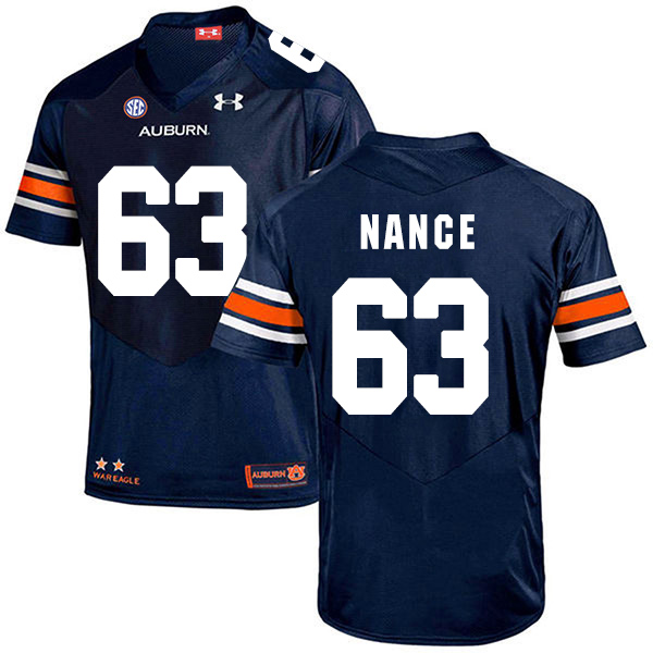 Peyton Nance Auburn Tigers Men's Jersey - #63 NCAA Navy Blue Stitched Authentic