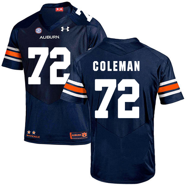 Shon Coleman Auburn Tigers Men's Jersey - #72 NCAA Navy Blue Stitched Authentic