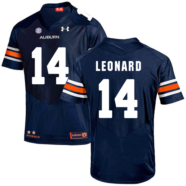 Traivon Leonard Auburn Tigers Men's Jersey - #14 NCAA Navy Blue Stitched Authentic