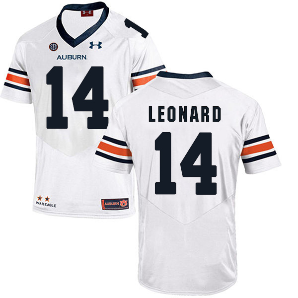 Traivon Leonard Auburn Tigers Men's Jersey - #14 NCAA White Stitched Authentic