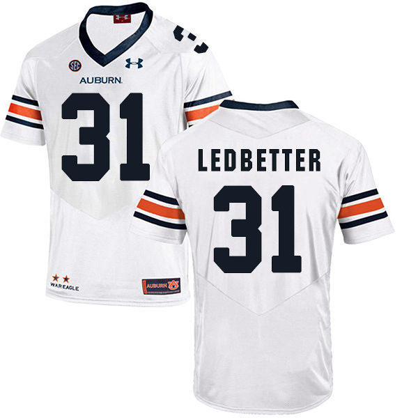 Sage Ledbetter Auburn Tigers Men's Jersey - #31 NCAA White Stitched Authentic