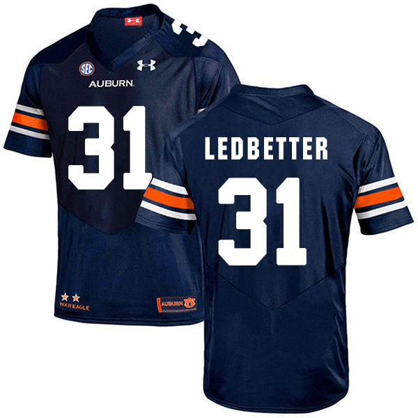 Sage Ledbetter Auburn Tigers Men's Jersey - #31 NCAA Navy Blue Stitched Authentic