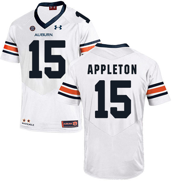 Wil Appleton Auburn Tigers Men's Jersey - #15 NCAA White Stitched Authentic