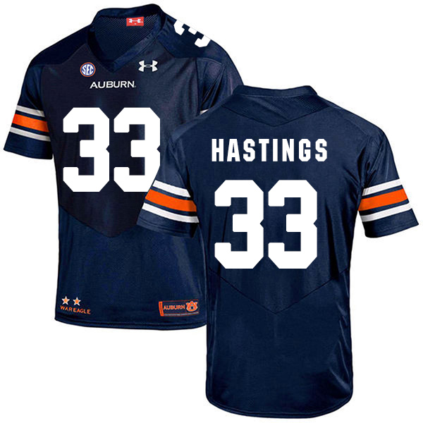 Will Hastings Auburn Tigers Men's Jersey - #33 NCAA Navy Blue Stitched Authentic
