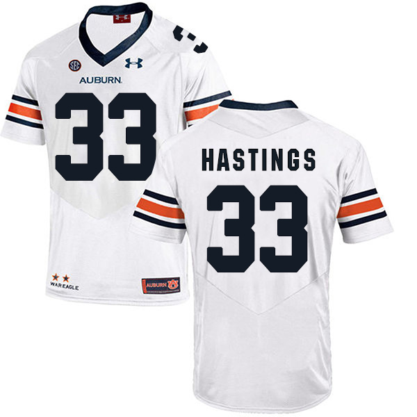 Will Hastings Auburn Tigers Men's Jersey - #33 NCAA White Stitched Authentic