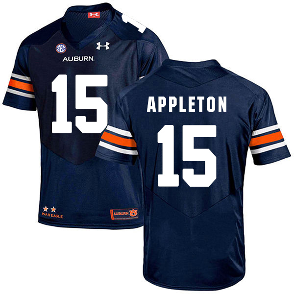 Wil Appleton Auburn Tigers Men's Jersey - #15 NCAA Navy Blue Stitched Authentic