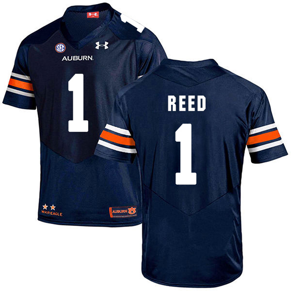 Trovon Reed Auburn Tigers Men's Jersey - #1 NCAA Navy Blue Stitched Authentic