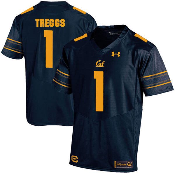 Bryce Treggs California Golden Bears Men's Jersey - #1 NCAA Navy Blue Stitched Authentic