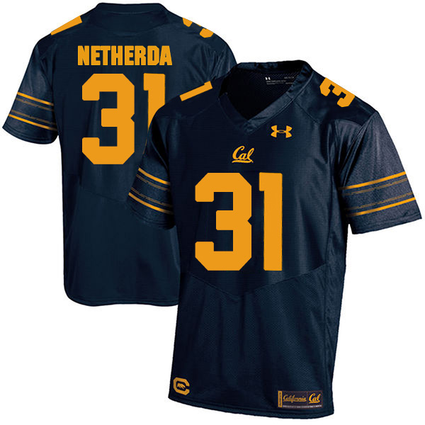 Alex Netherda California Golden Bears Men's Jersey - #31 NCAA Navy Blue Stitched Authentic