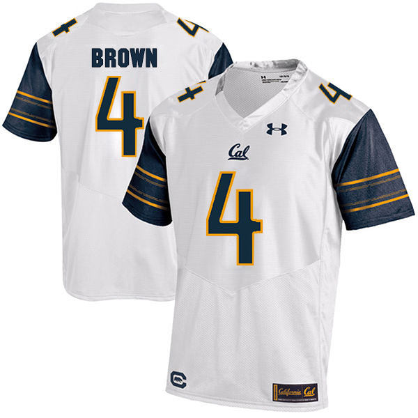 Derron Brown California Golden Bears Men's Jersey - #4 NCAA White Stitched Authentic