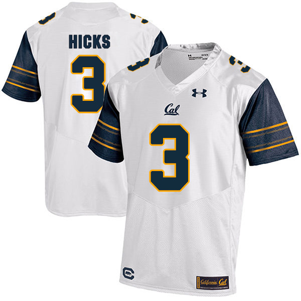 Elijah Hicks California Golden Bears Men's Jersey - #3 NCAA White Stitched Authentic