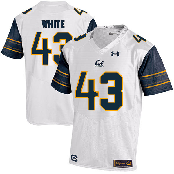 Deon White California Golden Bears Men's Jersey - #43 NCAA White Stitched Authentic