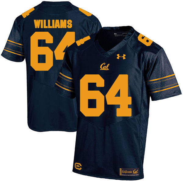 Gentle Williams California Golden Bears Men's Jersey - #64 NCAA Navy Blue Stitched Authentic