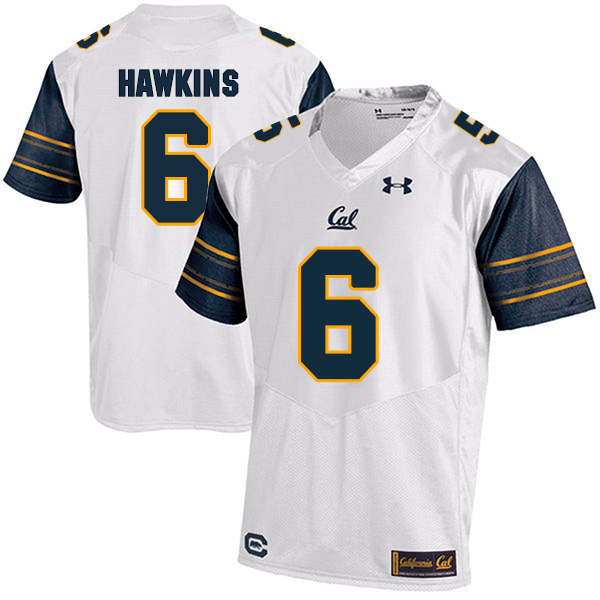Jaylinn Hawkins California Golden Bears Men's Jersey - #6 NCAA White Stitched Authentic
