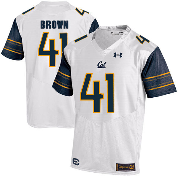 Gerran Brown California Golden Bears Men's Jersey - #41 NCAA White Stitched Authentic