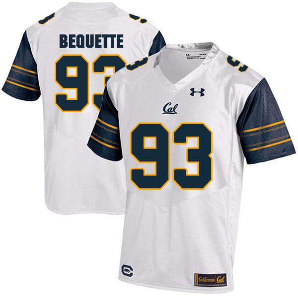 Luc Bequette California Golden Bears Men's Jersey - #93 NCAA White Stitched Authentic