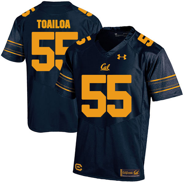 Lone Toailoa California Golden Bears Men's Jersey - #55 NCAA Navy Blue Stitched Authentic