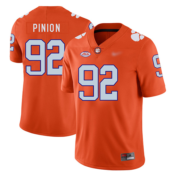 Mens Clemson Tigers #92 Bradley Pinion Nike Orange College Football Game Jersey