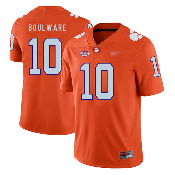 Mens Clemson Tigers #10 Ben Boulware Nike Orange College Football Game Jersey