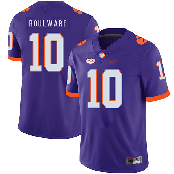 Mens Clemson Tigers #10 Ben Boulware Nike Purple College Football Game Jersey 
