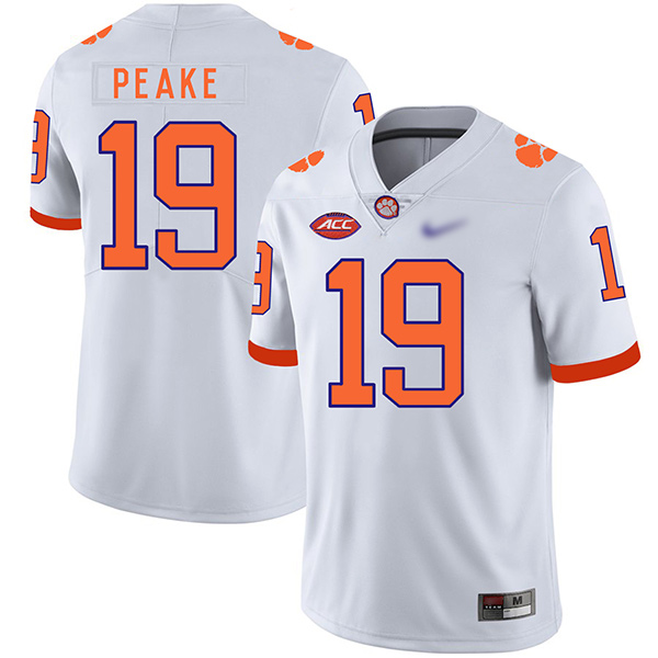 Mens Clemson Tigers #19 Charone Peake Nike White College Football Game Jersey