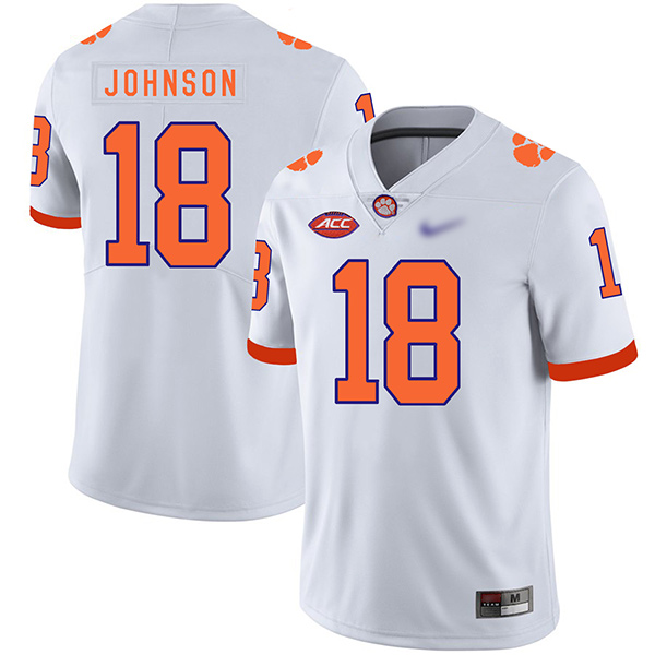 Mens Clemson Tigers #18 Jadar Johnson Nike White College Football Game Jersey