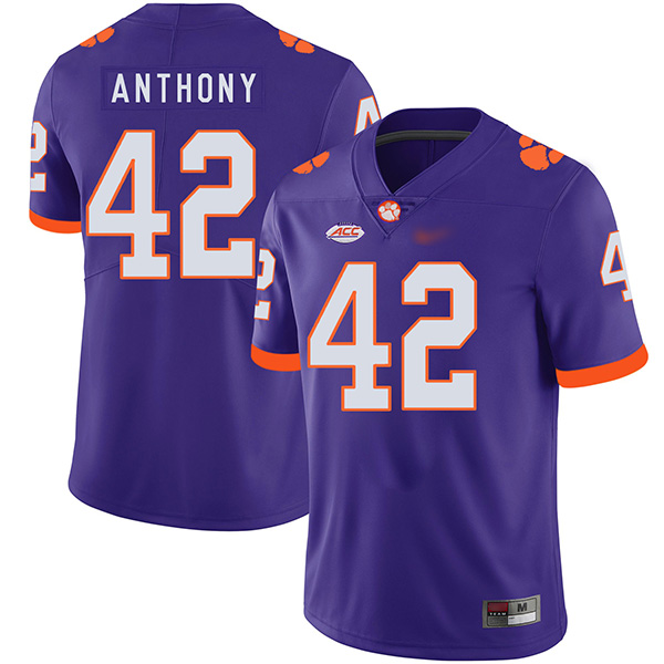 Mens Clemson Tigers #42 Stephone Anthony Nike Purple College Football Game Jersey 