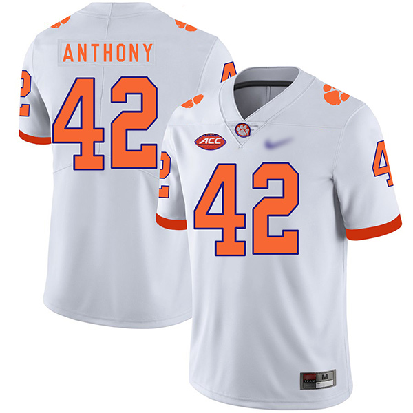 Mens Clemson Tigers #42 Stephone Anthony Nike White College Football Game Jersey