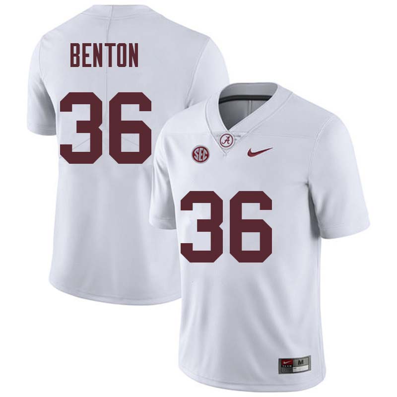 Mens Alabama Crimson Tide #36 Markail Benton Nike White Football Jersey