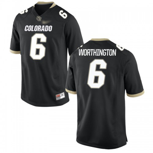 Evan Worthington Colorado Buffaloes Men's Jersey - #6 NCAA Black Game