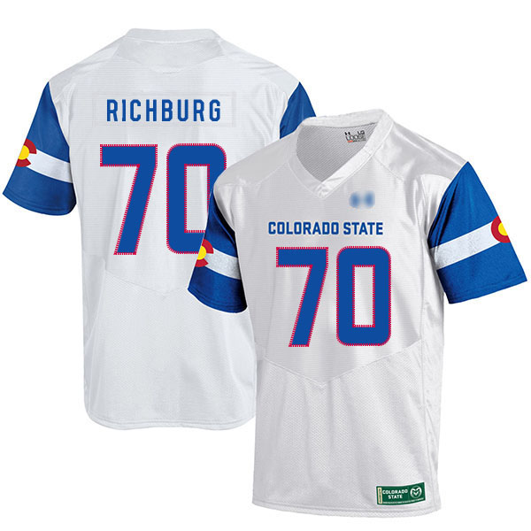 Weston Richburg Colorado State Rams Men's Jersey - #70 NCAA White Replica Authentic State Pride