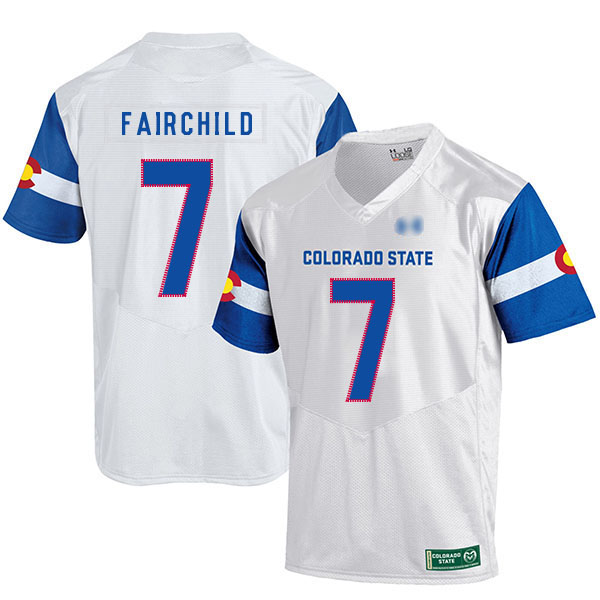 Steve Fairchild Colorado State Rams Men's Jersey - #7 NCAA White Replica Authentic State Pride