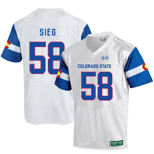 Trent Sieg Colorado State Rams Men's Jersey - #58 NCAA White Replica Authentic State Pride