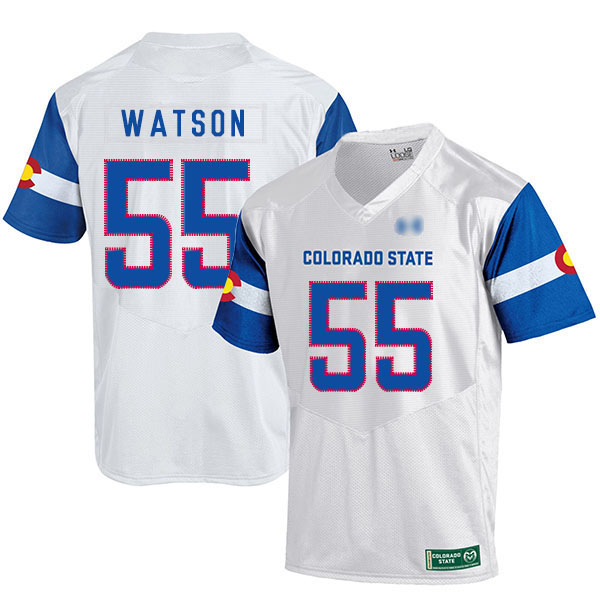 Josh Watson Colorado State Rams Men's Jersey - #55 NCAA White Replica Authentic State Pride