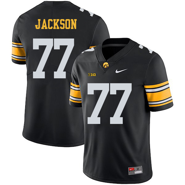 Alaric Jackson Iowa Hawkeyes Men's Jersey - #77 NCAA Black Stitched Nike Authentic