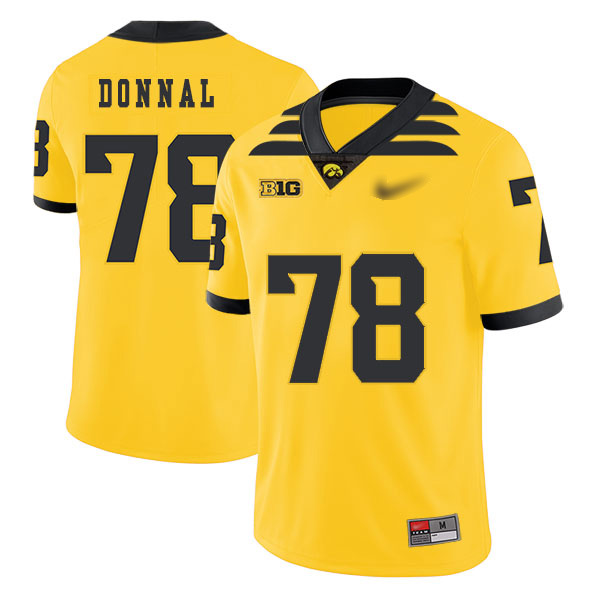 Andrew Donnal Iowa Hawkeyes Men's Jersey - #78 NCAA Yellow Game Authentic