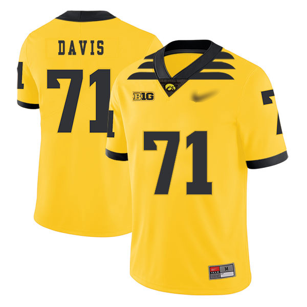 Carl Davis Iowa Hawkeyes Men's Jersey - #71 NCAA Yellow Game Authentic