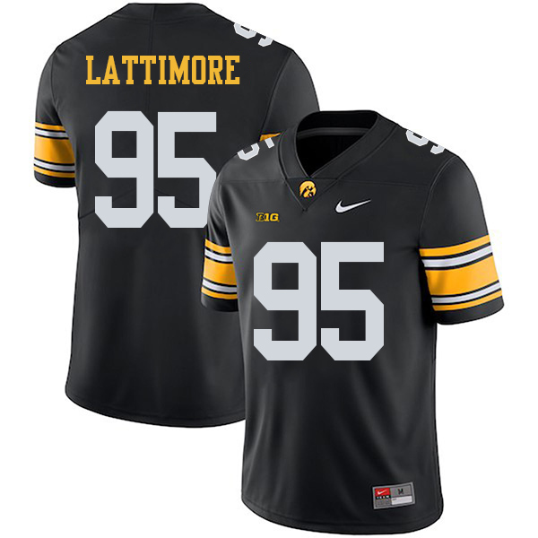 Cedrick Lattimore Iowa Hawkeyes Men's Jersey - #95 NCAA Black Stitched Nike Authentic