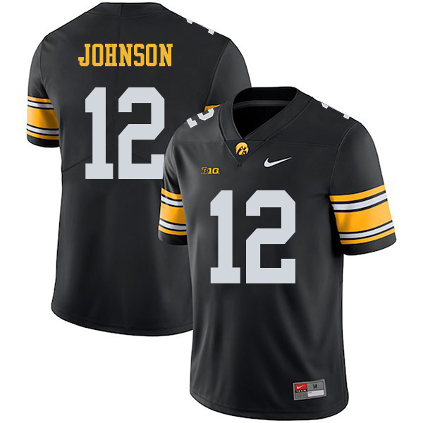 D.J. Johnson Iowa Hawkeyes Men's Jersey - #12 NCAA Black Stitched Nike Authentic
