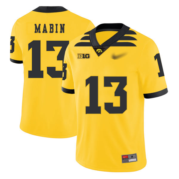 Henry Mabin Iowa Hawkeyes Men's Jersey - #13 NCAA Yellow Game Authentic