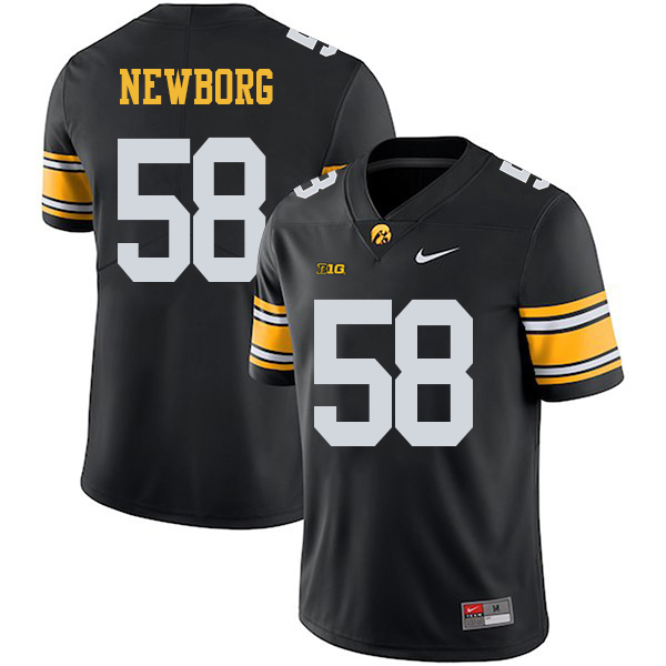 Jake Newborg Iowa Hawkeyes Men's Jersey - #58 NCAA Black Stitched Nike Authentic