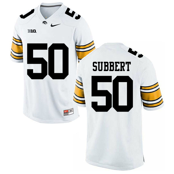 Jackson Subbert Iowa Hawkeyes Men's Jersey - #50 NCAA White Stitched Nike Authentic