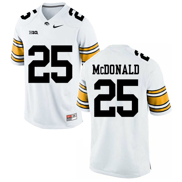 Jayden McDonald Iowa Hawkeyes Men's Jersey - #25 NCAA White Stitched Nike Authentic