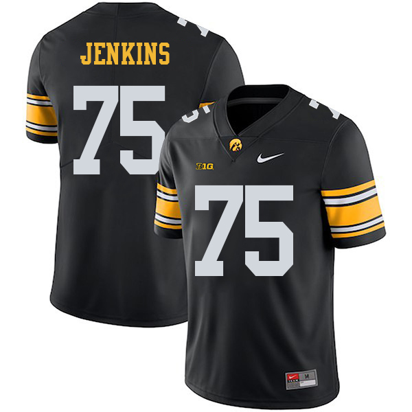 Jeff Jenkins Iowa Hawkeyes Men's Jersey - #75 NCAA Black Stitched Nike Authentic