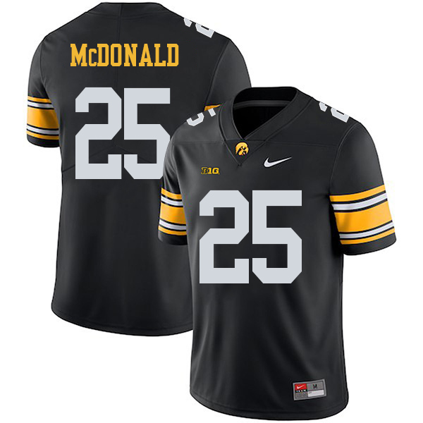 Jayden McDonald Iowa Hawkeyes Men's Jersey - #25 NCAA Black Stitched Nike Authentic