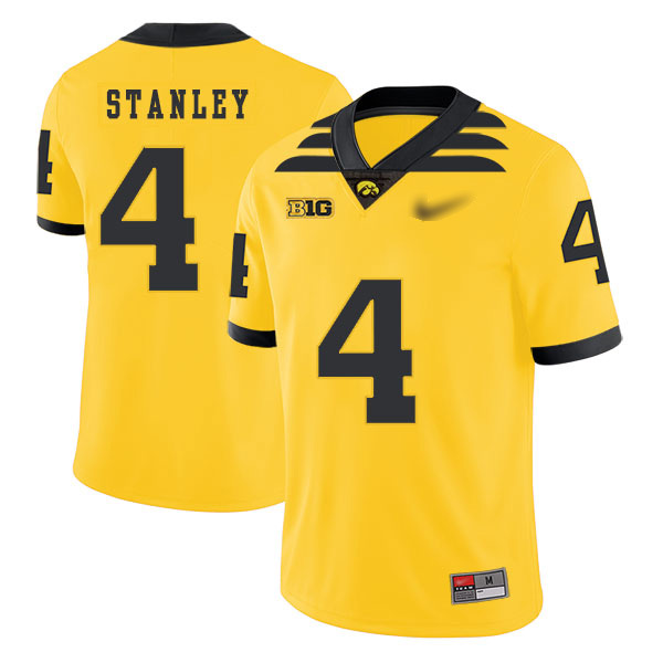 Nathan Stanley Iowa Hawkeyes Men's Jersey - #4 NCAA Yellow Game Authentic