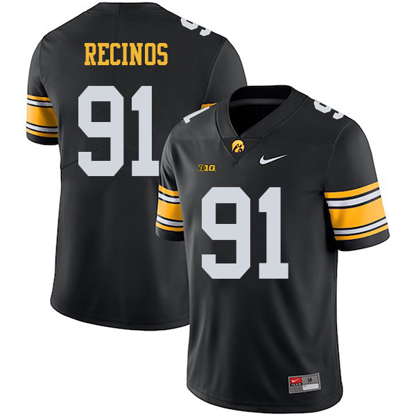 Miguel Recinos Iowa Hawkeyes Men's Jersey - #91 NCAA Black Stitched Nike Authentic