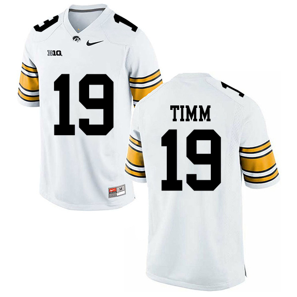 Mike Timm Iowa Hawkeyes Men's Jersey - #19 NCAA White Stitched Nike Authentic