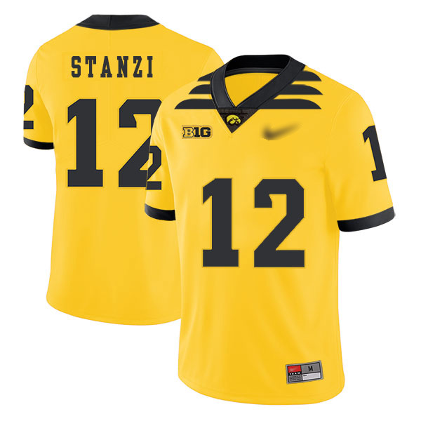 Ricky Stanzi Iowa Hawkeyes Men's Jersey - #12 NCAA Yellow Game Authentic