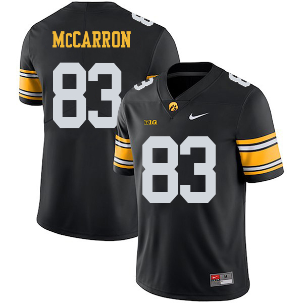 Riley McCarron Iowa Hawkeyes Men's Jersey - #83 NCAA Black Stitched Nike Authentic